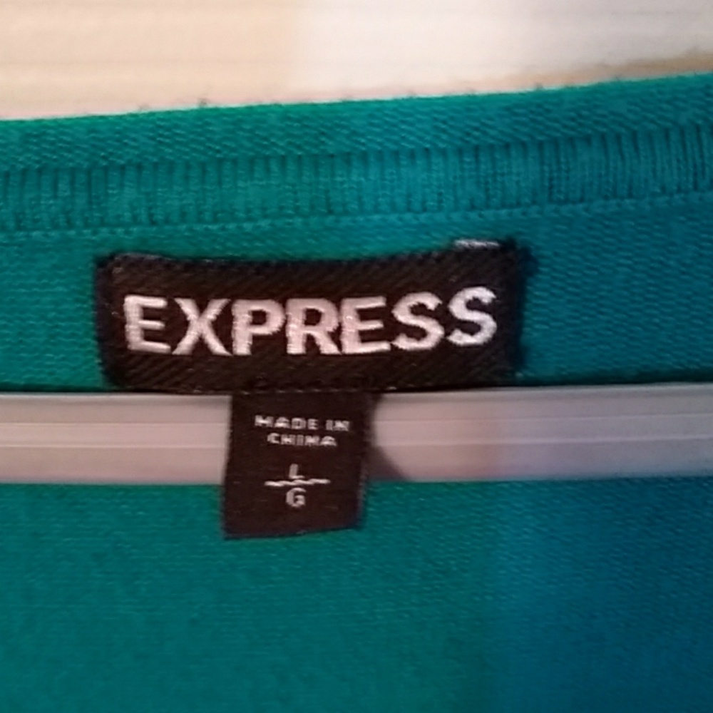 Express turquoise sweater with silver grommets - Picture 3 of 6